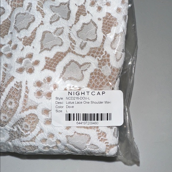 Nightcap Free People “Lotus” Black Tan Lace One-Shoulder Maxi Dress Gown XS S L - Picture 9 of 9